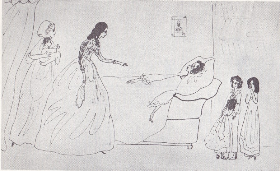 Рисунок Умирающий Пушкин (1968)