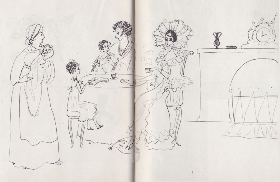Рисунок Поэт в кругу семьи (1968)